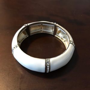 Banana Republic White Enamel Bangle w/ Rhinestone